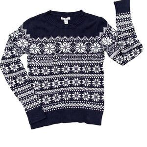 Bass Fair Isle Jacquard Knit Sweater Nautical Ski Snowflake Nordic Grandpa-M